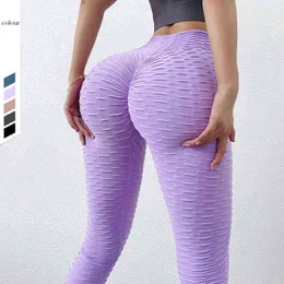 Nuevo Jacquard Bubble Yoga Pantalones Mujer Ropa Gimnasio Deporte Peach Bil Leggings sin costuras Sexy Run Fitness J220706