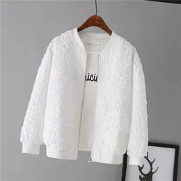 Solid Color Ladies Short Baseball Jacket Korean Spring Casual White Jacket Top Female Cardigan Zipper Jackets Fashion 220803