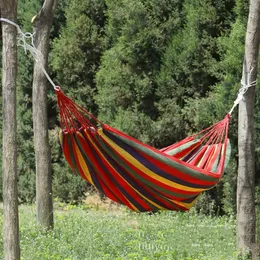 Outdoor Garden Canvas Hammock Hang Bed Travel Camping Swing Hiking Stripe Hanging Bed