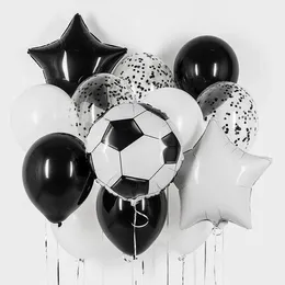 Party Decoration 1Set Soccer Football Sports Theme Balloons Helium Foil Mix Latex Balloon Black Green Boy Happy Birthday Decorations Party