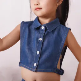 Papillon Camicia con colletto finto in denim Bambini Colletti bianchi Mujer Girocollo in cotone staccabile Bambini Ragazzi Ragazze Mezza rimovibile Fred22