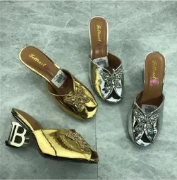 2022 NEW design women fashion heels sandals girls casual summer gold fish pee toe slippers short heel shoe lady's silver slides big size 42 41 9US pattern no box #H04