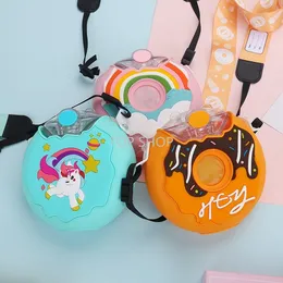 Summer New Donut Children's Water Bottle Cartoon Cute Student Straw Mugs Kindergarten Baby Cup Fast Delivery!!!