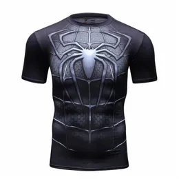 Mężczyźni ciasne krótkie rękawowe Tshirt Summer Wysokiej jakości nadruk 3D Tshirts Men Men Short Rleeve Compression Fitness Ubranie 220613