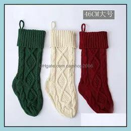 Christmas Decorations Festive Party Supplies Home Garden Knitted Stockings Decoration Gift Bag Fireplace Decor Dhhtb