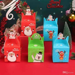 House Shape Christmas Themed Candy Paper Box Gift Wrap Boxs Dessert Kids Party Supplies Birthday Decorations Cookie Packing