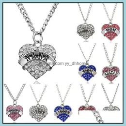 Pendant Necklaces Pendants Jewelry Diamond Peach Heart Mothers Day Gift Family Daughter Sister Crystal Necklace Drop Delivery 2021 Chysn