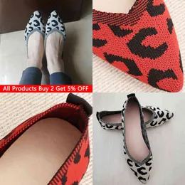 Dress Shoes 2022 Fashion Breathable Leopard Mesh Ballet Flats Pointed Toe Slip on Loafers Women Casual Soft Rubber Sole Boat 220512