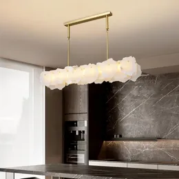 Ljuskronor modern vit marmorbelysning vardagsrumsdekor LED -ljuskrona lampa middag hängande ljusarmatur armatur