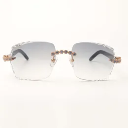 Blue Buquet Diamonds Buffs Okulary przeciwsłoneczne 3524014 z białymi hybrydowymi nogami rogu bawołów i soczewką 58 mm