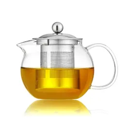 مقاومة الزجاج الزجاجية وعاء زهرة مجموعة puer kettle القهوة شاي مريحة مع infuser مكتب الشاي