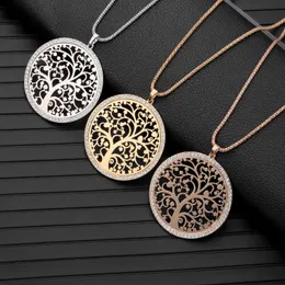 Pendant Necklaces Gold Silver Color Tree Of Life For Women Big Crystal Round Long Necklace Female Fashion Jewelry Gift 2022Pendant