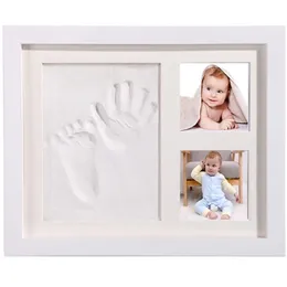 Baby Hand Fußabdruck Po Rahmen Baby Po Rahmen mit Form Ton Abdruck Kit Baby Souvenirs Gedenken Kinder Wachsende Erinnerung Geschenk LJ201215