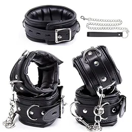 Punhos E Tornozelos Acolchoados de Couro Pu, Conjunto Colarinho, Bondage BDSM, Acessrios para cosplay