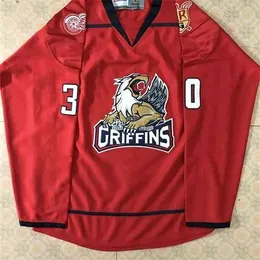 Nik1 30 Tom McCollum Grand Rapids Griffins Hockey Jersey Dikişli Özelleştirilmiş Herhangi bir isim ve numara formaları