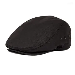 Berets Airhole Flat Cap Mens Cotton Driver Hat Summer Sboy Caps Ivy Gatsby Bert Beret Golf Hats مع Buttonberets Elob22