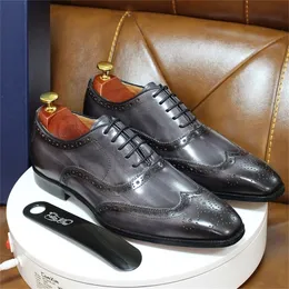 Rozmiar 6-13 ręcznie wykonane męskie buty Oxford Buty oryginalne cielę skórzana sukienka Buty Buty Klasyczne biznesowe buty Man 220727