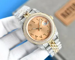 Designer assiste a moda masculina Iced Out Watch Mechanical Movement Sapphire Glass With Calendar Orologio di Lusso