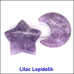 Pedras de pedra solta Jóia Estrela de estrela da estrela da lua Estátuas Purple Lilac Crystal Mascot Meditação Cura Reiki Gemstone Presente Sala D Dhcmh