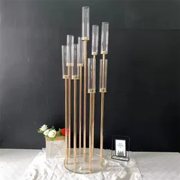 Dekoration 9 Heads Candelabra Candle Holders Bröllopsljusstakar Flower Stand Holder Candelabrum för Center Table Decoration IMake281