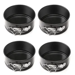 4-tums Mini SpringForm Pans-uppsättningar, kolstål bakning / non-stick cake S, Round Bakeware Cheesecake W220425