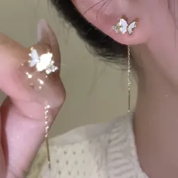 Baumeln Kronleuchter Mikro Pflastern Schmetterling Ohr Linie Ohrringe Für Frauen Koreanischen Stil Zarte Einfache Neue Schmuck Ohrringe