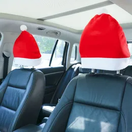 Świąteczne dekorację fotela samochodowego headrest Cover Santa Claus Hat Decor Wewnętrzne akcesoria