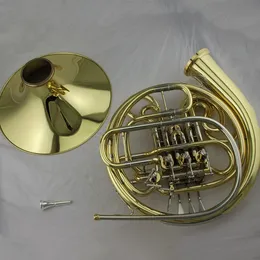 Gold Lacquer French Horn Brass Body Cupronickel Tuning Pipe 4-Key Double