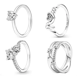 2022 popolari 925 anelli d'argento moda anello di cristallo La produzione di gioielli squisita collana delle signore dell'anello del cuore lucido fai da te