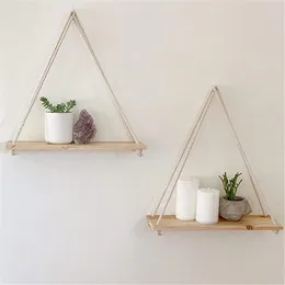 Antique decor Wooden Swing Hanging Rope Hanging Plant Flower Stand Suitable For Indoor And Outdoor Decoration Drop TransPortation