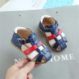 Toddler Sandals for Boys Cut outs Leather Shoes 2022 Summer Brand New Gladiator Sandals Weave Baby Boy Beach Shoes Flats