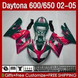 Bodywork Kit Daytona 650 600 CC 2002 2003 2004 2005 Body 132no.87 Cowling Daytona650 02-05 Daytona600 Daytona 600 02 03 04 05 ABS 오토바이 페어링 그린 레드