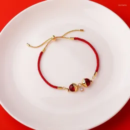 Kreatywna dziewczyna Shiny Rhinestones Ręcznie tkane czerwone elastyczne regulowane bransoletki dla kobiet mody biżuterii