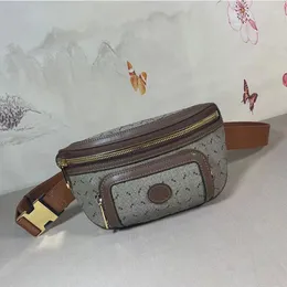 Bumbag midjepåse Cross Body Belt Bags Fashion Män Kvinnor unisex axelhandväska duk äkta läderbrun bröstpaket plånböcker blixtnypa pack mynt handväska