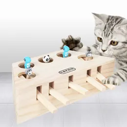 猫のおもちゃインタラクティブなおもちゃ狩りマウスソリッドウッド子犬パズル面白い屋内ハンティントスクラッチキャッツペットゲームキャット