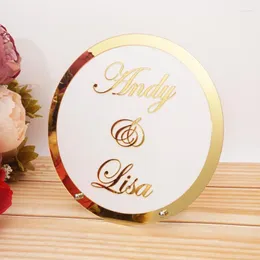 Party Decoration Personalized Wedding Signs Acrylic Name Sign Custom Welcome Board With Mirror Sticker Round Frame Nail Table