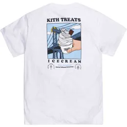 Kith Mens Women Designer Clothing 100 ٪ Cotton Shortsleeved Tokyo Limited Shibuya Mount Fuji Brooklyn Bridge Ice Cream Princ