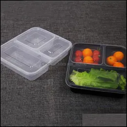 Engångs Mikrovågsugn Food Storage Safe 3 avdelningar Måltidsförberedelser med läpp Lunch Box Kids Container Table Leverans leverans 2021 Flatwa