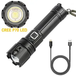 Flashlights Torches P90 Strong Light Zoom High-power Outdoor Household Super Bright USB Rechargeable Long-s Concentrating Led Her