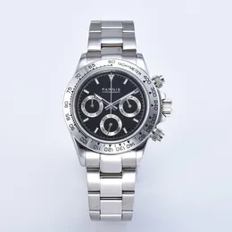 Luksusowy zegarek 40 mln Mash Men's Mat Automatic Mechanical Watch ze stali nierdzewnej czarna tarcza