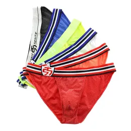 6pcs erkekler iç çamaşırı seksi yüksek çatal düşük bel brifing nefes alabilen erkek slip cueca erkek külot geniş kemer külot brifings t220816