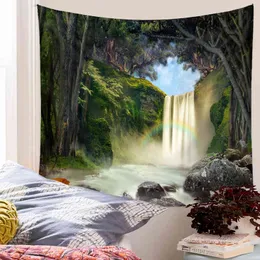 Hippie Boho Wall Brugs Forest Tree Tree Nature Art Tapiz Preed 3D Trippy Mandala Wall Hanging Decord Cloth J220804