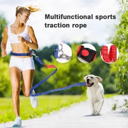Dog Collar Leashes Anti-Stress Ta en promenad Leash Labrador Multi-Function Walking Running Harness valpkedja för stor träning
