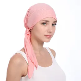 Soft Elastic African Headdress Solid Color Wrap Head Scarf Muslim Turban Bonnet Women Inner Hijabs Fashion Female Turbantes Caps