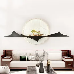 Nuovo stile cinese soggiorno divano sfondo lampade da parete paesaggio Zen decorazione in metallo ciondolo sala da tè portico lampada in ferro battuto