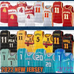 11 5 4 Gordon Hayward Basketball Jerseys Lamelo Ball Charlottes Hornet Atlantas Hawk 1 20 Trae Young Murray Spud Webb Bradient Red