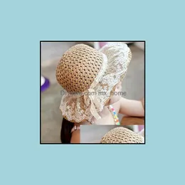 Caps Hats 15530 Summer Handmade Mom Baby Kids St Hat Babies Child Fishman Cap Lace Bowknot Up Bucket Peaked Beach Mxhome Dhu2D