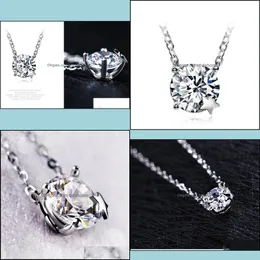Pendant Necklaces Pendants Jewelry S925 Sterling Sier Cubic Zirconia Round Crystal Star Women Fashion Drop Delivery 2021 Bmgzo