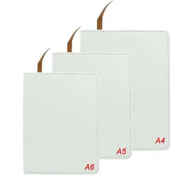 Sublimation Blanks Notepads A4 A5 A6 White Journal Notebooks PU Leather Covered Heat Transfer Printing Note Books with Inner Papers Adhesive Tapes DIY Logos 2022