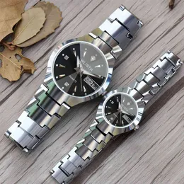 Wlisth brands tungsten steel cheap quartz watch fashion reloj couple watch set luminous watch for men and woman